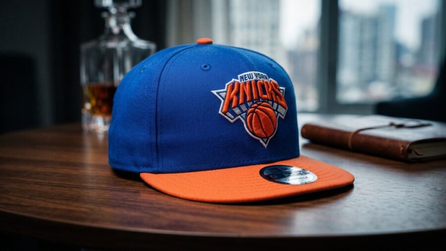 Blue and orange Knicks fan merchandise featured by NYC Weed News.