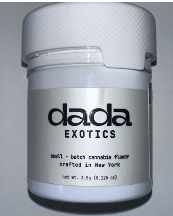 Cannabis flower jar product sold at licensed New York dispensary