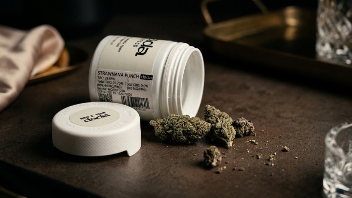 Cannabis flower jar product sold at licensed New York dispensary